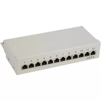 InLine Patch Panel Cat.6 12 prievadų stalinis / sieninis montavimas šviesiai pilkas RAL7035