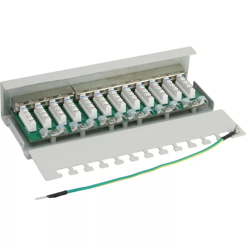 InLine Patch Panel Cat.6 12 prievadų stalinis / sieninis montavimas šviesiai pilkas RAL7035