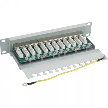 InLine pataisymo skydelis 10 colių Cat.6 12 prievadų 1U šviesiai pilkas RAL7035