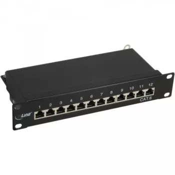 InLine Patch Panel 10 col. Cat.6 12 prievadų 1U juodas RAL9005