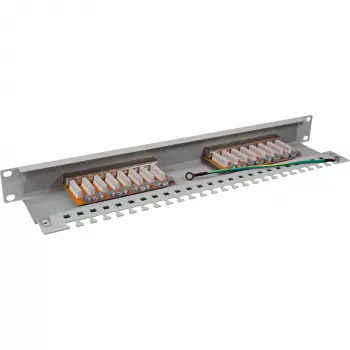 InLine pataisų skydelis Cat.6 16 prievadų 19 colių 1HE šviesiai pilkas RAL7035