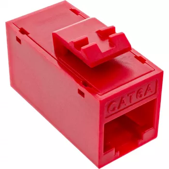 InLine Keystone RJ45 lizdas/kištukinis lizdas, neekranuotas, Cat.6A, pakuotėje 8 vnt., raudonas