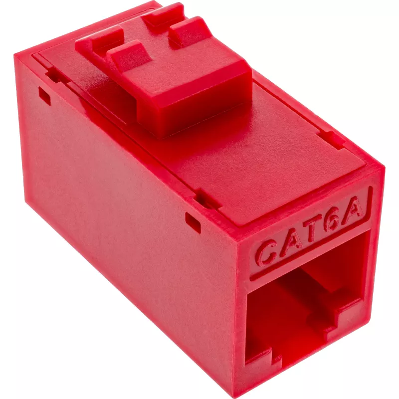 InLine Keystone RJ45 lizdas/kištukinis lizdas, neekranuotas, Cat.6A, pakuotėje 8 vnt., raudonas