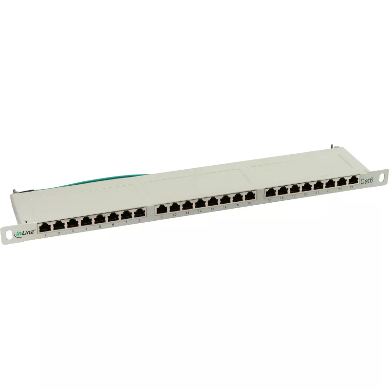 InLine Patch Panel Cat.6 24 Port 19 inch 0.5U light Pilka RAL7035