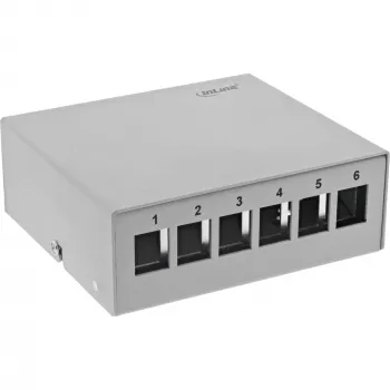 InLine stalinis konsolidacijos taškų dėžutė 6x Keystone RJ45, metalas, RAL7035