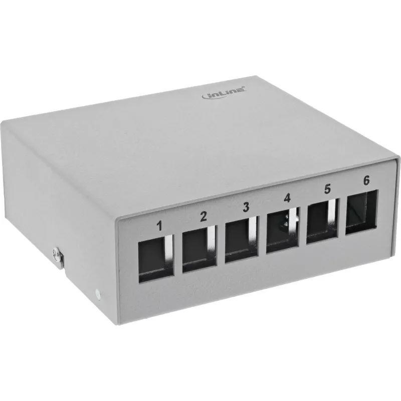 InLine stalinis konsolidacijos taškų dėžutė 6x Keystone RJ45, metalas, RAL7035