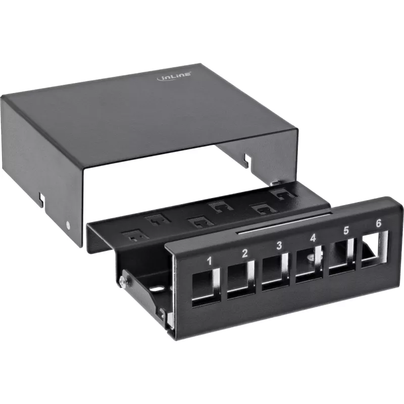 InLine Desktop Consolidation Point Box 6x Keystone RJ45, metal, Juoda RAL9005