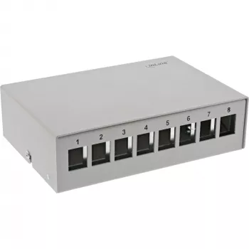 InLine stalviršio konsolidacijos taškų dėžutė 8x Keystone RJ45, metalinė, RAL7035