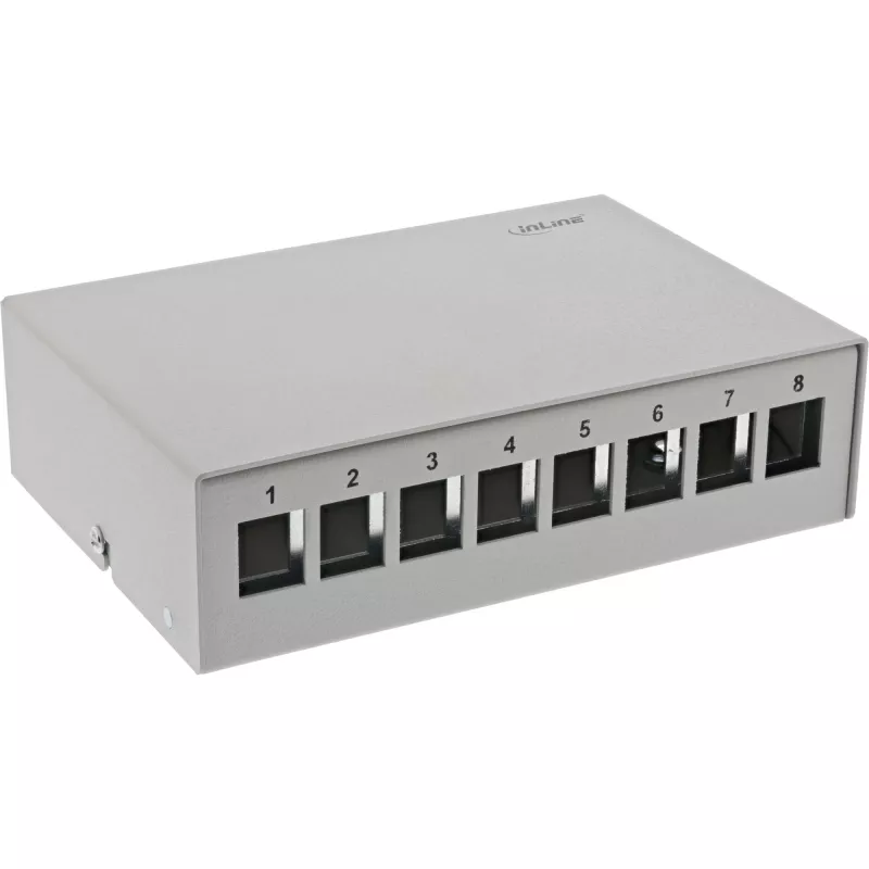 InLine stalviršio konsolidacijos taškų dėžutė 8x Keystone RJ45, metalinė, RAL7035
