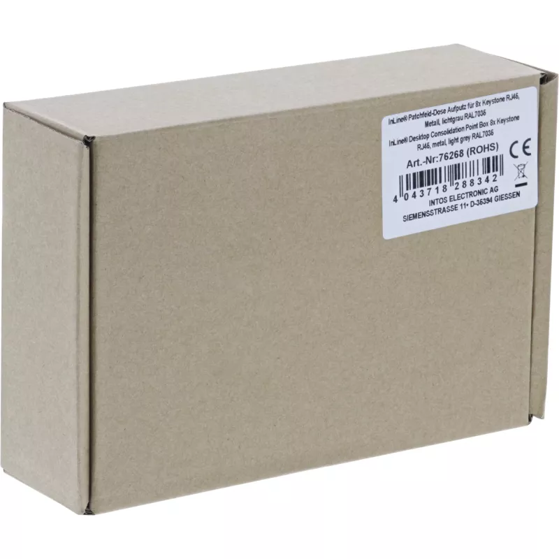 InLine stalviršio konsolidacijos taškų dėžutė 8x Keystone RJ45, metalinė, RAL7035