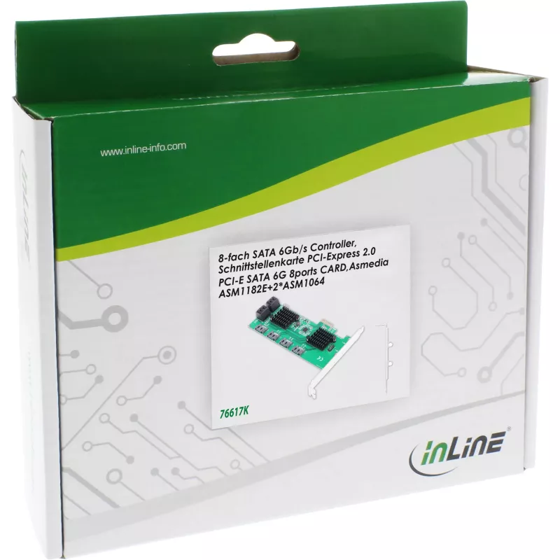 InLine sąsajos kortelė, 8x SATA 6Gb/s valdiklis, PCIe 2.0 (PCI Express)