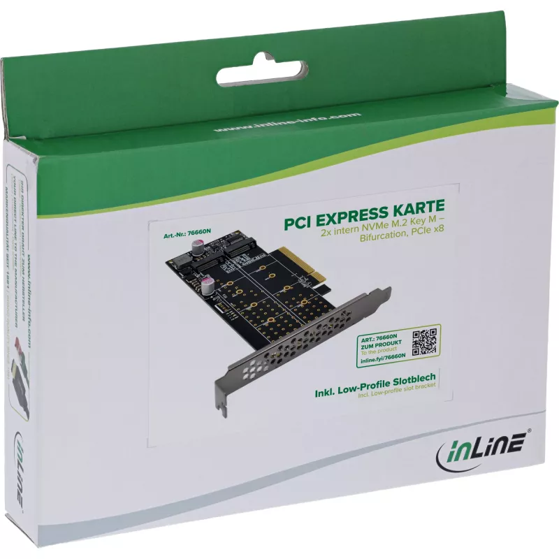 InLine 76660N vidinė M.2 sąsajos kortelė PCIe vyriška 64 Gbit/s