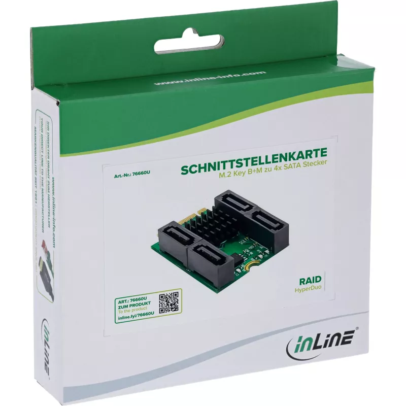 InLine 76660U vidinė SATA sąsajos kortelė M.2 į SATA 6 Gbit/s