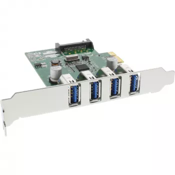 InLine USB 3.0 4 prievadų pagrindinio kompiuterio valdiklis PCIe, įsk. žemo profilio laikiklį ir 4 kontaktų pagalbinį maitinimą