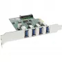InLine USB 3.0 4 prievadų pagrindinio kompiuterio valdiklis PCIe, įsk. žemo profilio laikiklį ir 4 kontaktų pagalbinį maitinimą