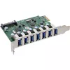 InLine USB-A 3.2 Gen.1 7 prievadų pagrindinio kompiuterio valdiklis PCIe, SATA maitinimas