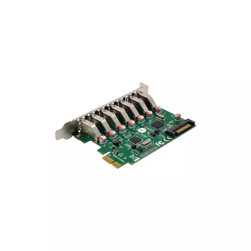 InLine USB-A 3.2 Gen.1 7 prievadų pagrindinio kompiuterio valdiklis PCIe, SATA maitinimas