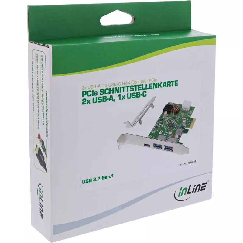 InLine 76661M sąsajos plokštė / adapteris Vidinė USB 3.2 Gen 1 (3.1 Gen 1), USB Type-C