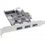 InLine 3+1 prievadų USB 3.0 pagrindinio kompiuterio valdiklis, PCIe, su SATA maitinimu ir žemo profilio laikikliu
