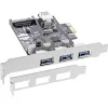 InLine 3+1 prievadų USB 3.0 pagrindinio kompiuterio valdiklis, PCIe, su SATA maitinimu ir žemo profilio laikikliu