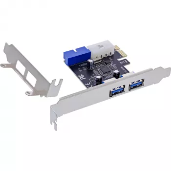 InLine 2+2 prievadų USB 3.2 Gen.1 pagrindinio kompiuterio valdiklis, PCIe, su SATA maitinimu + LP laikiklis