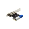 InLine 2+2 prievadų USB 3.2 Gen.1 pagrindinio kompiuterio valdiklis, PCIe, su SATA maitinimu + LP laikiklis