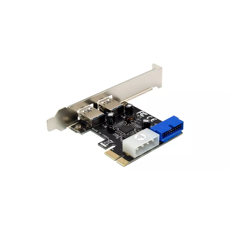 InLine 2+2 prievadų USB 3.2 Gen.1 pagrindinio kompiuterio valdiklis, PCIe, su SATA maitinimu + LP laikiklis