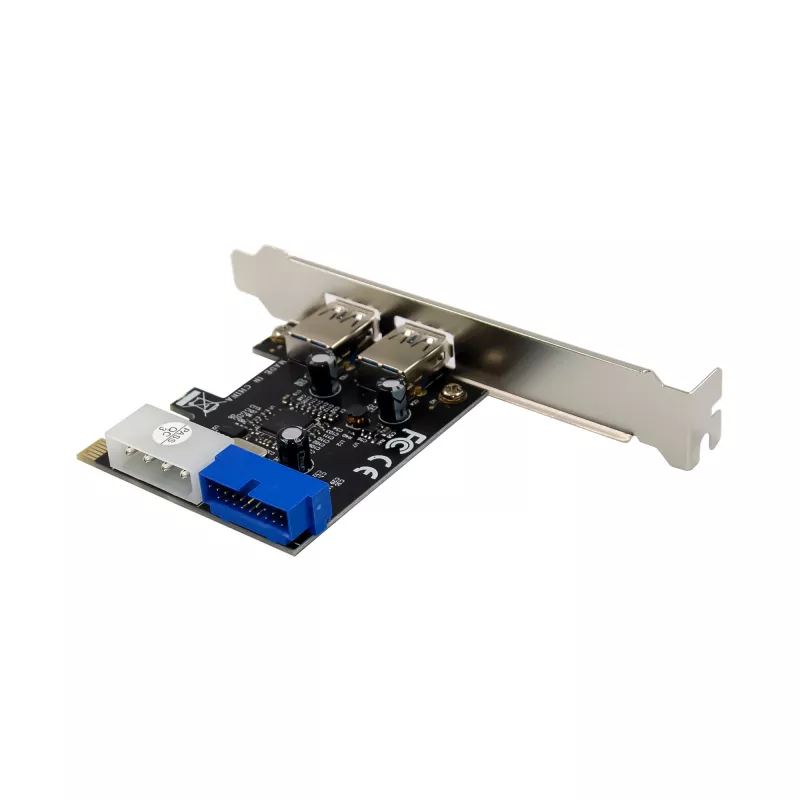 InLine 2+2 prievadų USB 3.2 Gen.1 pagrindinio kompiuterio valdiklis, PCIe, su SATA maitinimu + LP laikiklis