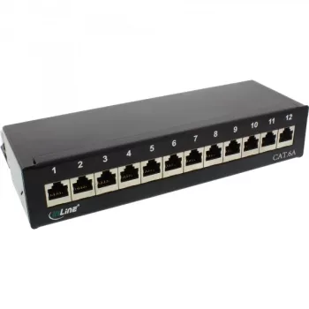 InLine Patch Panel Cat.6A stalo / sienos surinkimas 12 prievadų juodas RAL9005