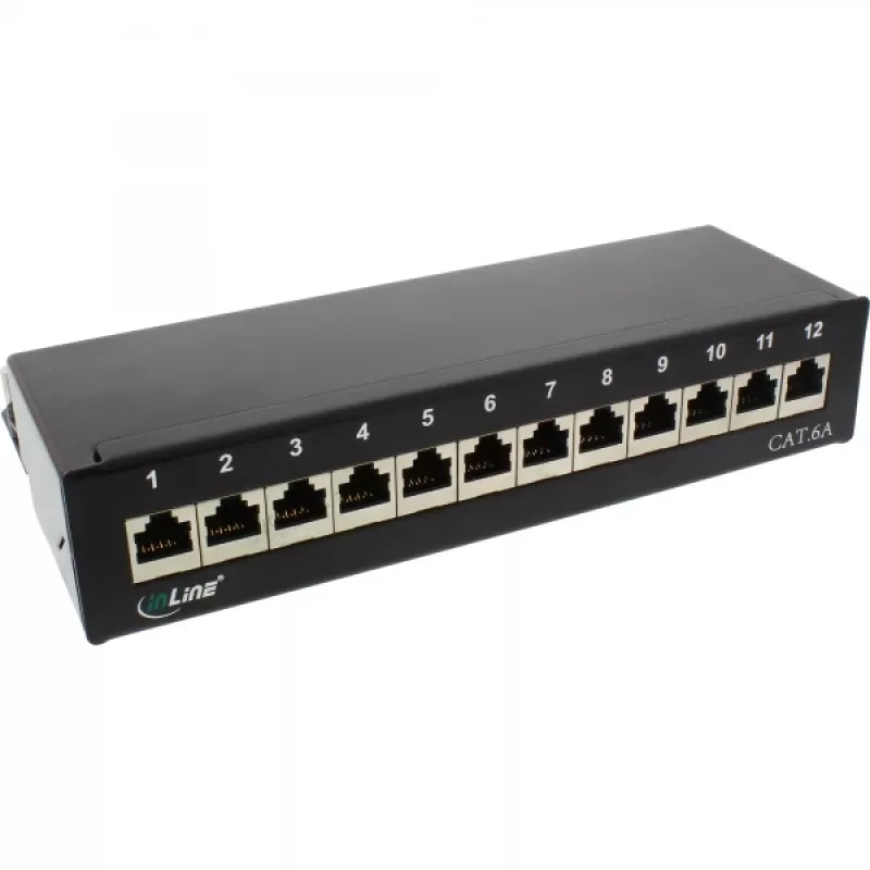 InLine Patch Panel Cat.6A stalo / sienos surinkimas 12 prievadų juodas RAL9005