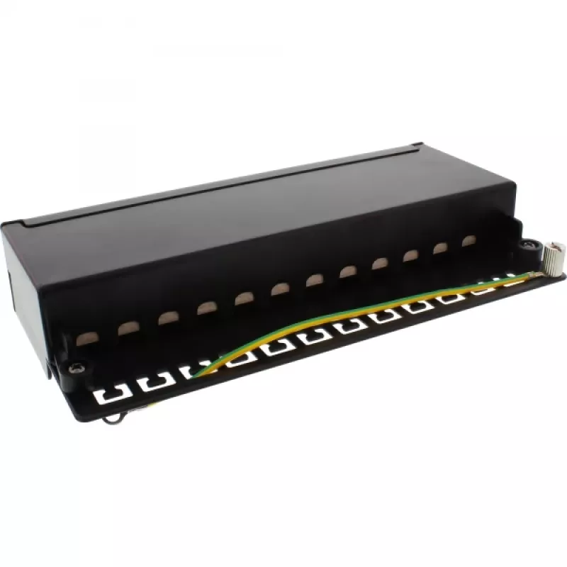 InLine Patch Panel Cat.6A stalo / sienos surinkimas 12 prievadų juodas RAL9005