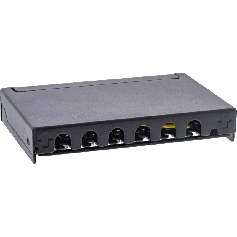 InLine Patch panel Cat.6A 0.5U 6 prievadų, stalas/siena/bėgis, juodas su dulkių apsauga