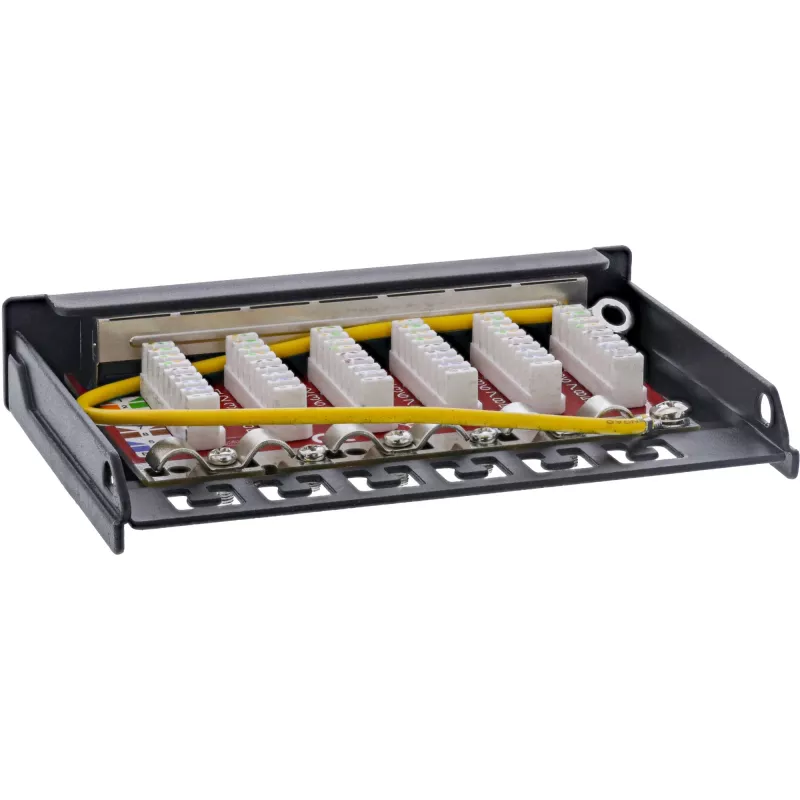 InLine Patch panel Cat.6A 0.5U 6 prievadų, stalas/siena/bėgis, juodas su dulkių apsauga