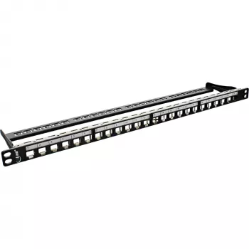 Tuščias pataisų skydelis 19 colių InLine 76824C 24 prievadai RJ45 Keystones 0,5U juodas