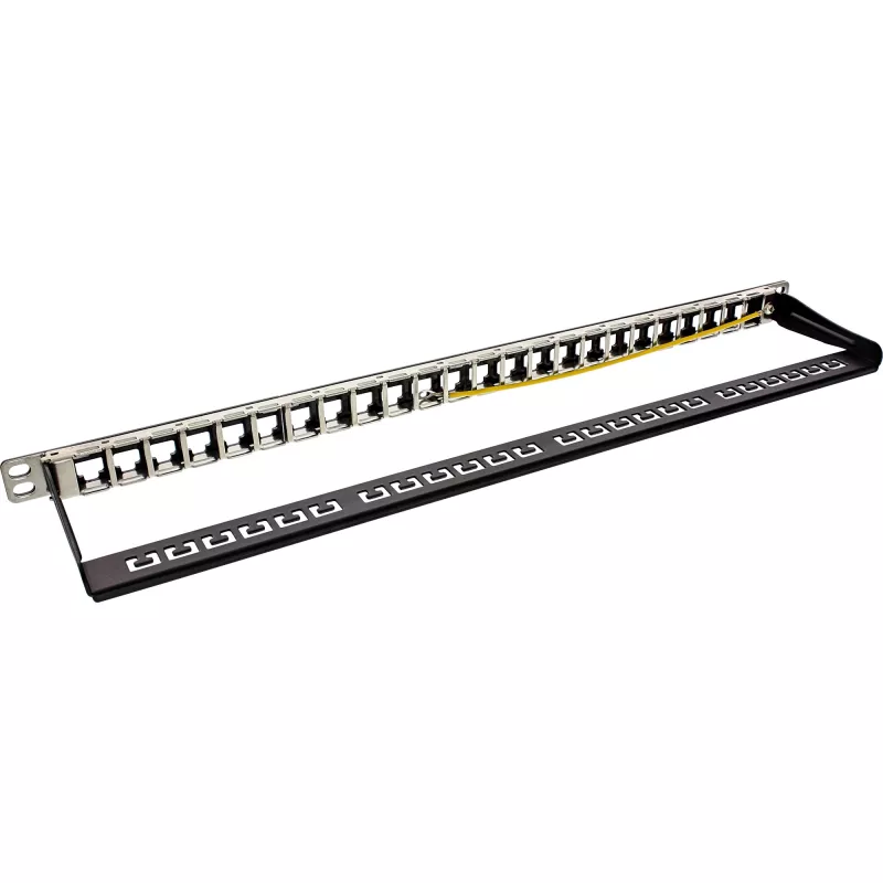 Tuščias pataisų skydelis 19 colių InLine 76824C 24 prievadai RJ45 Keystones 0,5U juodas