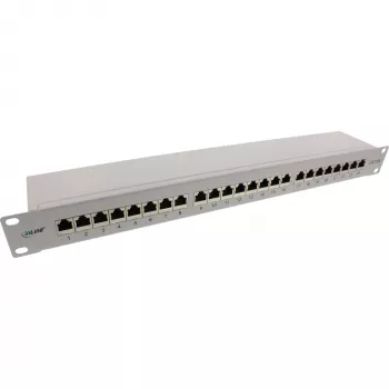 InLine Patch Panel 19 col. Cat.6A 24 prievadų 1U šviesiai pilka RAL7035