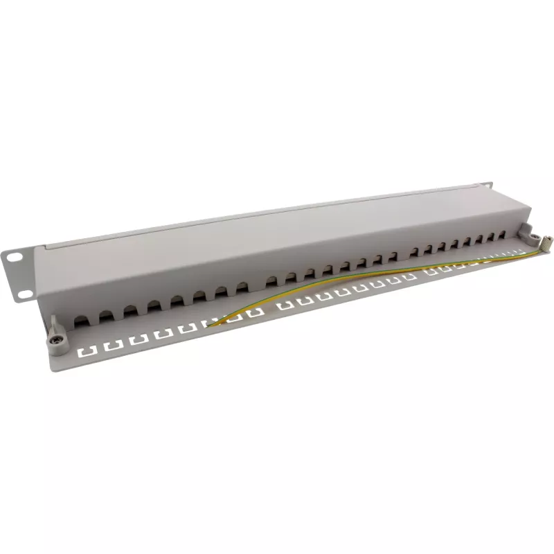 InLine Patch Panel 19 col. Cat.6A 24 prievadų 1U šviesiai pilka RAL7035