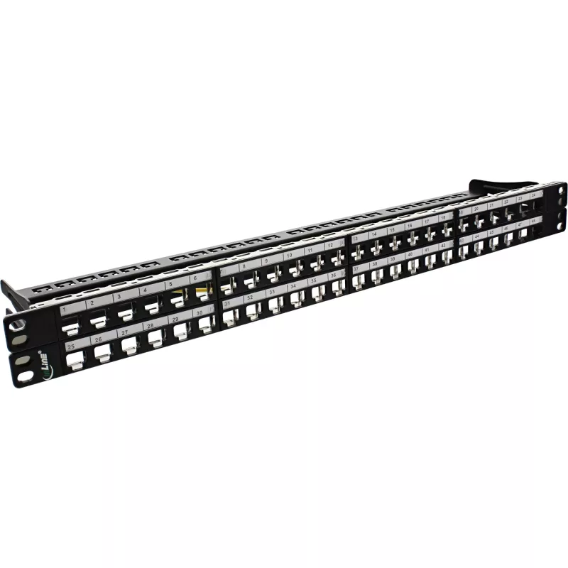 “InLine” tuščia RJ45 Keystone komutacinė panelė, 19 col., 48 prievadai, 1U, juoda