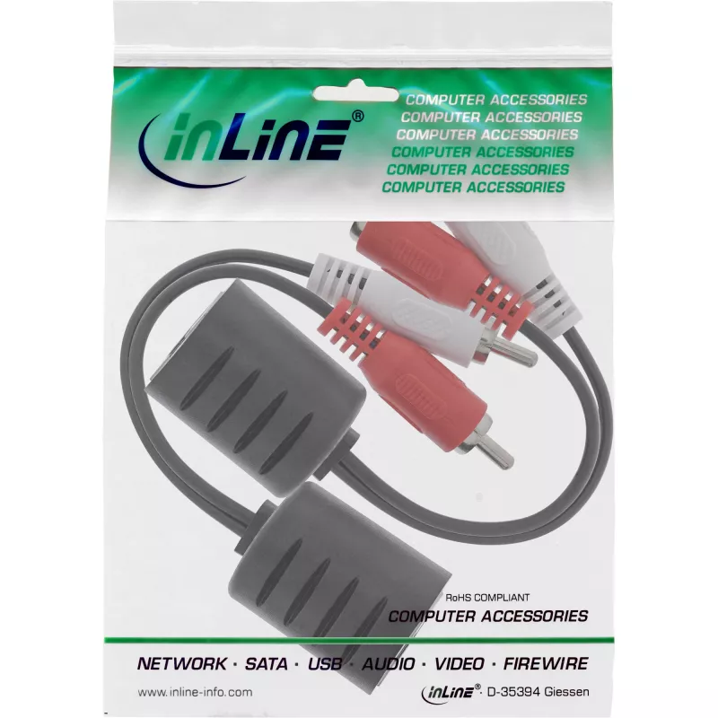 InLine RCA garso perdavimo per LAN / Ethernet / RJ45 kabelis, 2 vnt. rinkinys