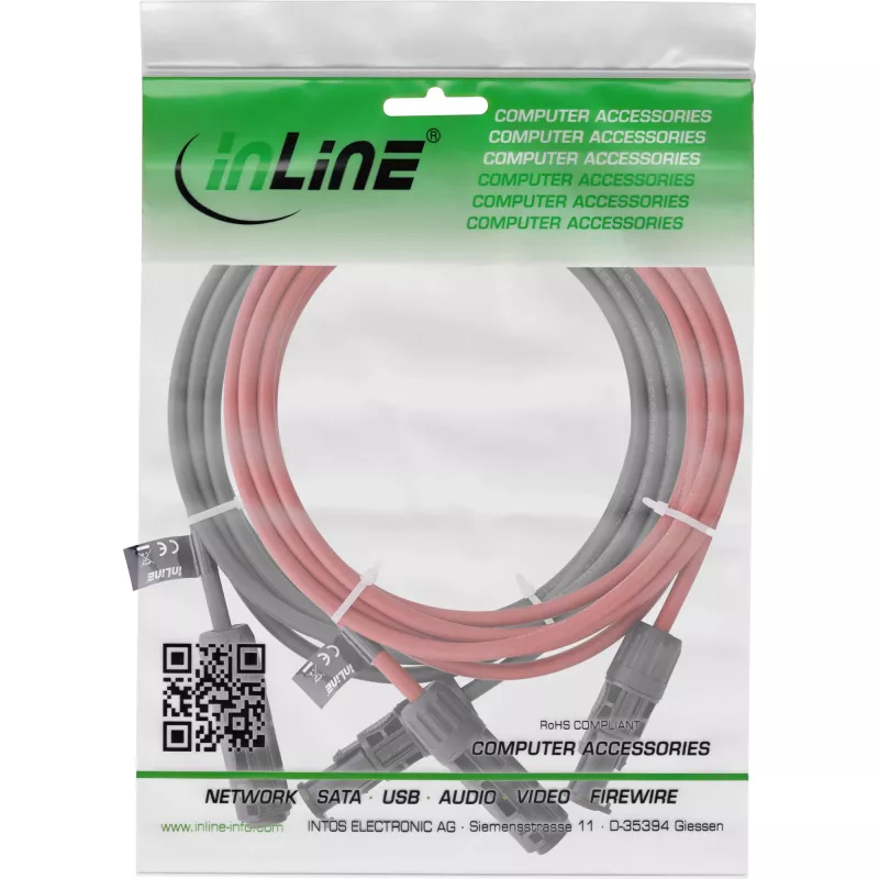 Vidutinės įtampos kabelis InLine 95610 raudonas juodas 1500V 1m 0,7mm