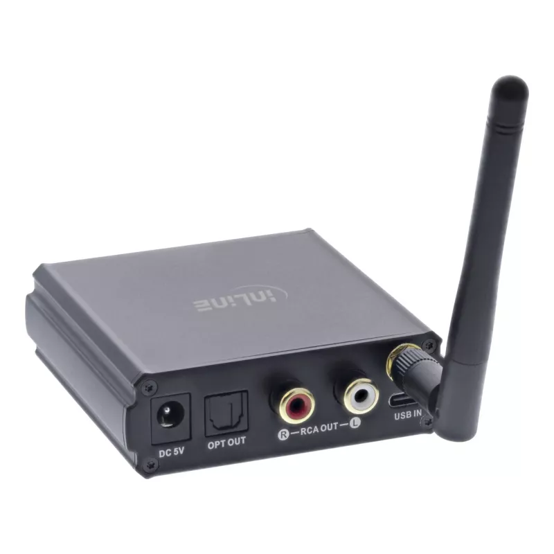 „InLine“ Bluetooth 5.1 HiFi imtuvas ir USB DAC su LCD, 30 m nuotolis