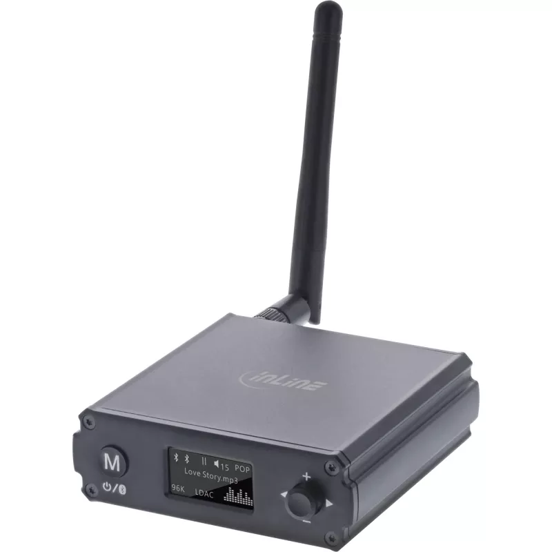 „InLine“ Bluetooth 5.1 HiFi imtuvas ir USB DAC su LCD, 30 m nuotolis