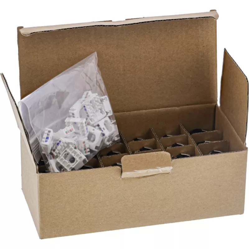 InLine 24 prievadų masinis paketas Keystone RJ45 lizdas siauras SNAP-In Cat.6A su integruotu kabelio raiščiu (B-76202P)