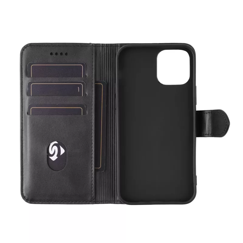 Dėklas-piniginė eSTUFF ES67110011-BULK, skirtas iPhone 17 Pro Max, juodas, 3 kortelių kišenėlės