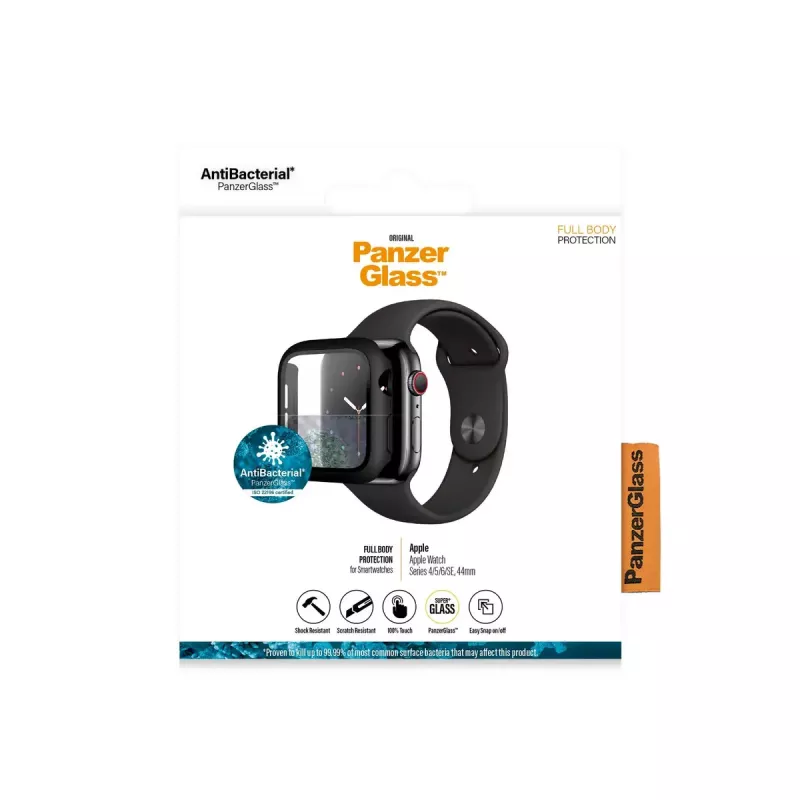 PanzerGlass® pilno korpuso dėklas juodas Apple Watch SE 3 | SE | 6 | 5 | 4 | 44 mm