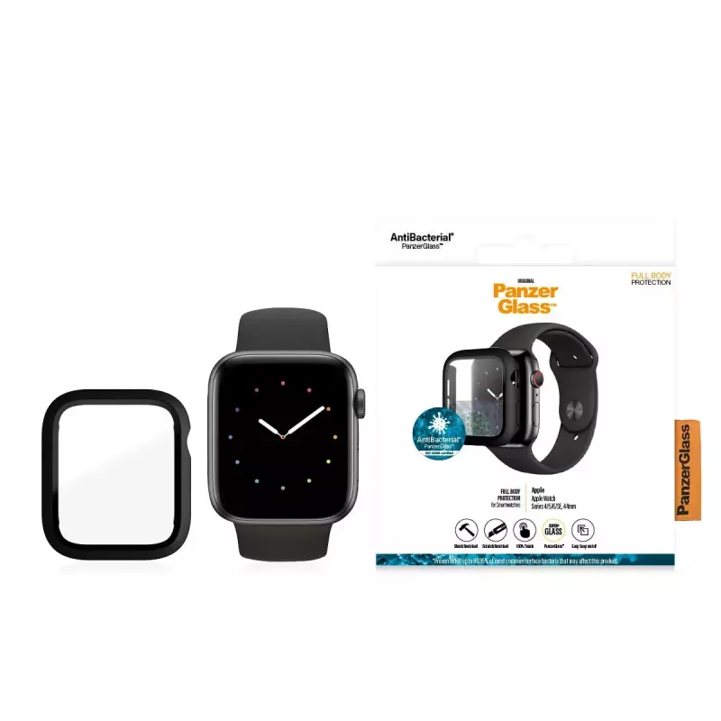 PanzerGlass® pilno korpuso dėklas juodas Apple Watch SE 3 | SE | 6 | 5 | 4 | 44 mm