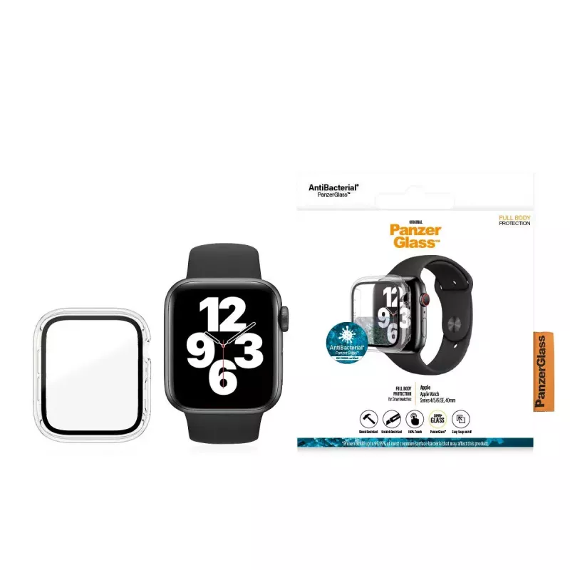 PanzerGlass ® Visą korpusą dengiantis dėklas Skaidrus Apple Watch Series SE 3 | 6 | 5 | 4 | 40 mm
