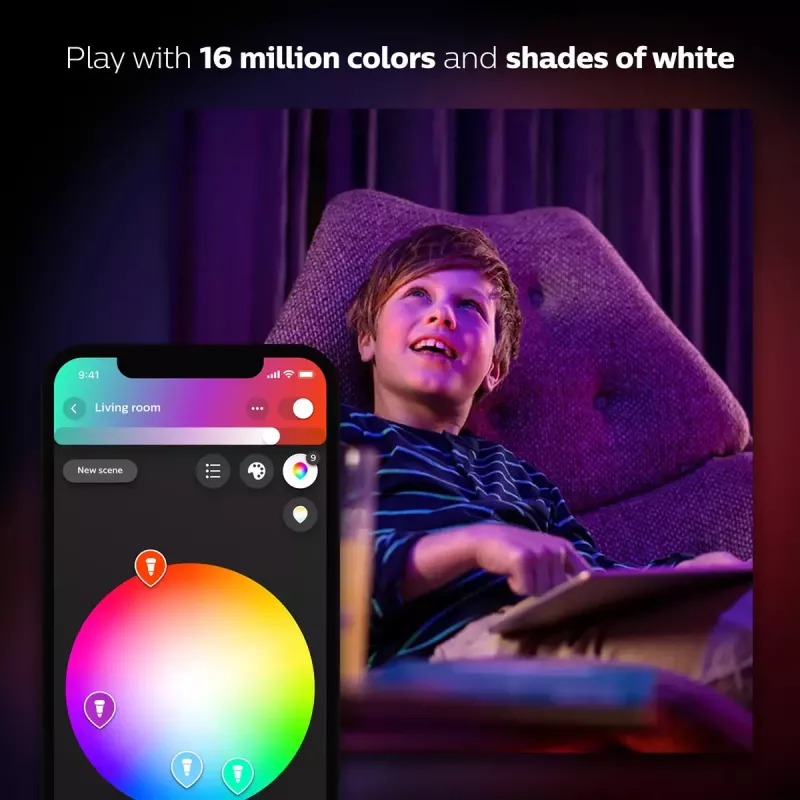 Išmanusis LED pradinis rinkinys „Philips Hue White and Colour Ambience“ — 2× E27 11 W lemputės, „Bluetooth“ / „Zigbee“