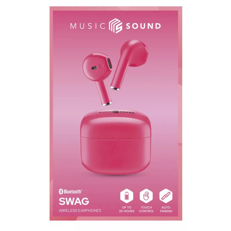 Music Sound Swag SWAG yra kapsulės formos Bluetooth ausinės, prieinamos daugybe ryškių, itin madingų spalvų.
