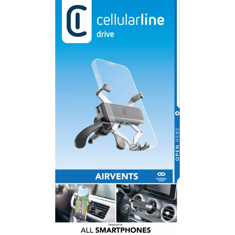Cellularline Slide Fit - Universalus automobilinis išmaniojo telefono laikiklis su lengvu įdėjimu